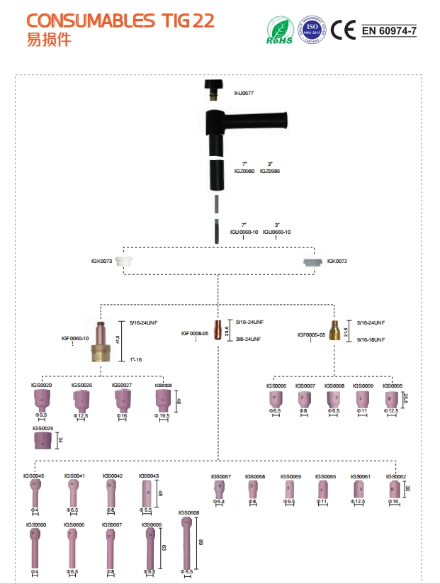 CONSUMABLES TIG 22